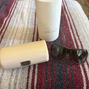 Jimmy Choo ESSA/S Tortoise Oversized Sunglasses – Authentic w/ Case & Box